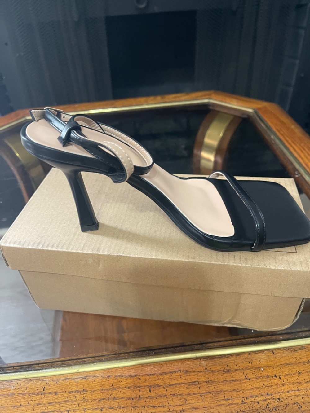 Black Strappy High Heel Sandal - Women Shoes